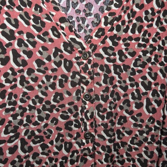 N Touch Women’s Plus Size Long Sleeve Half Button Animal Print Blouse Size 2X - Picture 3 of 7